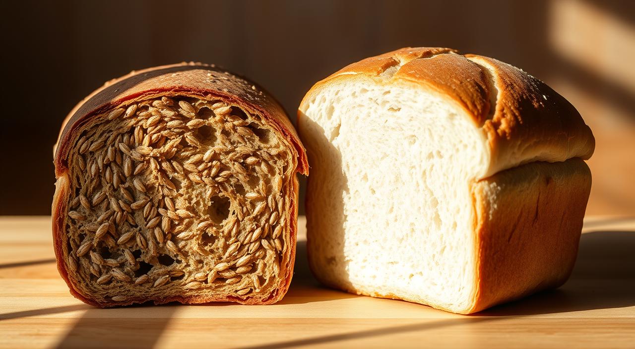 comparação pão integral e branco